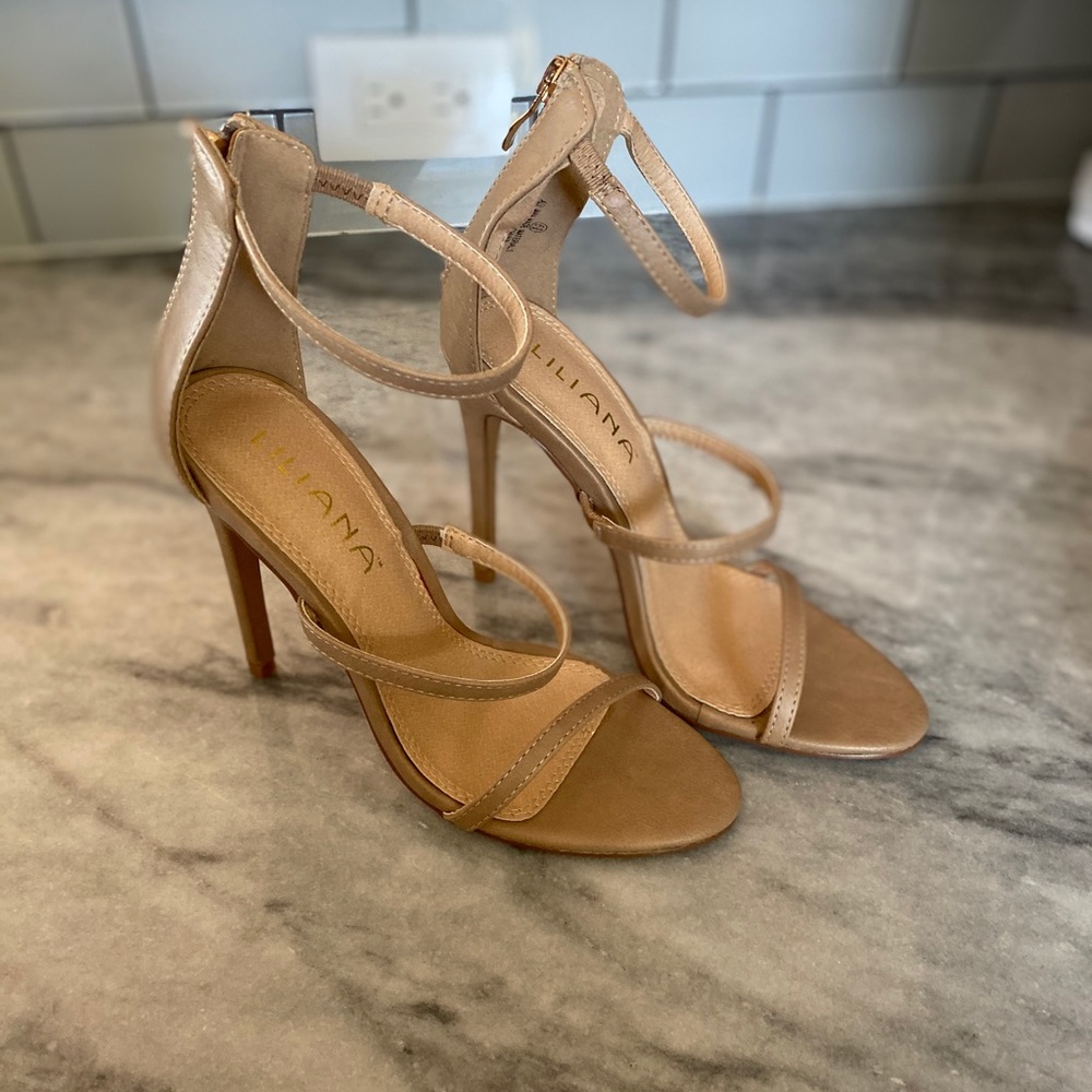 Strappy Nude Heels - New, Never Worn - Size 6.5